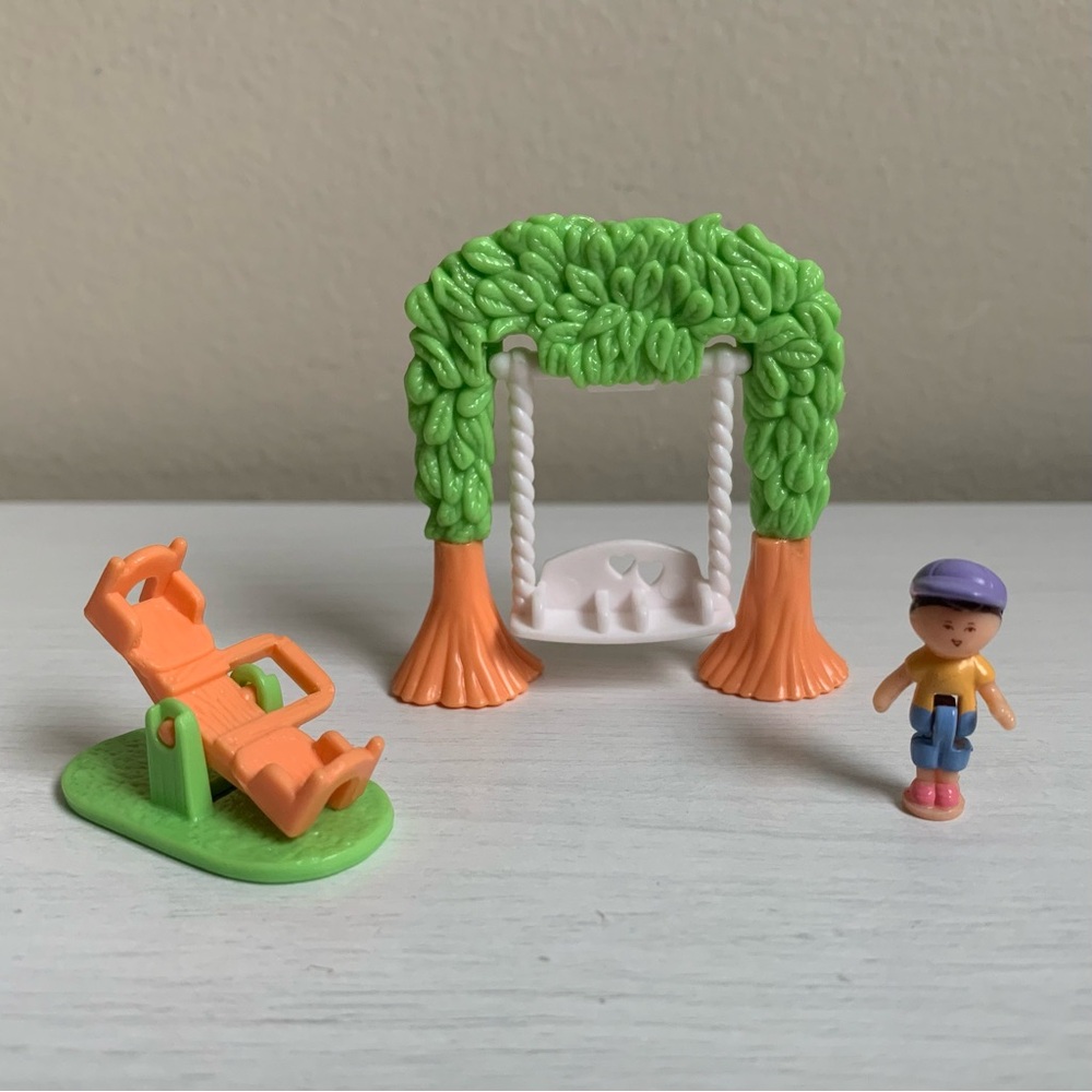 Polly Pocket Bluebird Vintage 1995 Swinging Pretty Incomplete Set with Boy Doll